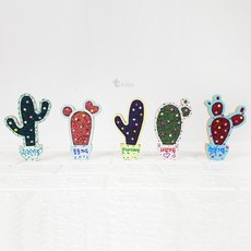 to 토단 초등저 콜크클레이 우드 선인장만들기 - 5인세트 선물용 인테리어용 선인장우드판 모양꾸미기, 단품