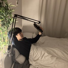 JIVA 關節床 手機支架 躺著 iPad Galaxy Tab S7+iPhone Galaxy Fold 智能手機風箱 Cobra 手機平板電腦, 黑色 (35x35)