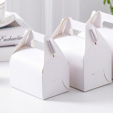 손잡이 선물상자 조각케이크 종이상자 구디백.답례품 베이커리 간식+그래Shop, 화이트–소(11.5x8x6cm)