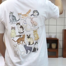 망고네 다락방 : 고양이 백과사전 반팔 티셔츠 14수 (2colors), 블랙, S