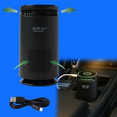 차량용 소형 공기 청정기 7x13.5cm USB 연결 LED 램프, 블랙, 차량용 공기청정기/모델명:AIR-Q1