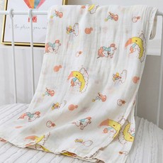 DIU 紗布浴巾純棉嬰兒薄款a類初生兒童高密包被110*110cm童被蓋毯, 1個, 月亮馬:72*92cm(±2cm)