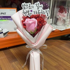 생화 프리저브드 안개 비누꽃 장미 한송이 꽃다발, 레드