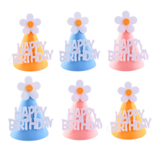 생활일번지 데이지 생일파티모자 꼬깔, 6개, 블루옐로우핑크