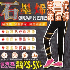 石墨烯纖體褲，新導熱舒暖機能，高階石墨烯科技，台灣製