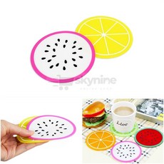 SKY9 과일모양 실리콘 컵받침 레몬 용과 잔받침, 1개