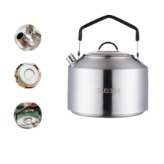 휴대용 304스테인레스 스틸 캠핑주전자 미니케틀 아웃도어 조리도구 냄비, 1500ml, 1개