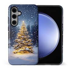 CARLOCA 삼성 갤럭시 S25 엣지 풀 바디 매트 케이스 여아 남아용 하드 쉘 충격 방지 삼성 갤럭시 S25 엣지 패션 패턴 모자 스카프 눈사람 크리스마스 트리용, Samsung Galaxy S25, 아름다운 크리스마스 트리 눈부신 조명 눈 덮인