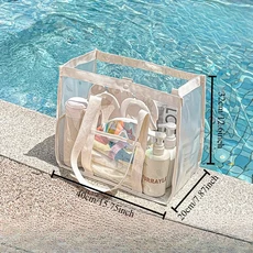 1PC 메이크업 가방 대용량 휴대용 투명 수영 방수 보관함 의류 여행 필수품 비치 오거나이저 가방, 02 White Button