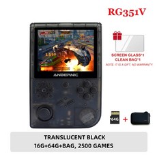 휴대용 레트로 게임기 가정용 오락실 추억의 게임 rg351v anbernic 플레이어 콘솔 rk3326 wifi 온라인 ips 스크린 opendingux game consola, 씨엔, rg351v tb 80g 가방