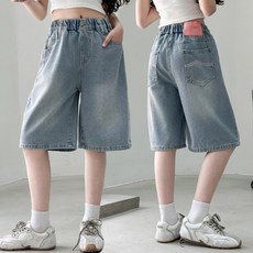 사사로이 여아 청바지 반바지 얆은 데님 워싱 진 5부기장