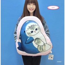 mofusand 鯊魚貓人型抱枕, 18吋灰貓粉底-貓福珊迪人型抱枕