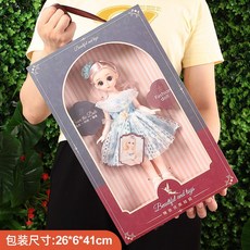 益智家家酒玩具 芭比娃娃禮盒 公主娃娃禮盒 女孩玩具套裝, 【41cm手提禮盒】藍娃娃禮盒, 1個