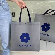 복장 부직포 쇼핑백 소중대 포장봉투 손잡이 선물봉투 쇼핑백 리유저블, 그레이 스몰플라워33x34x11cm, 10개