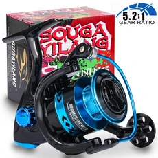 Sougayilang-12 + 1BB 낚시 릴 고속 5.2:1 6.2:1 기어비 민물/바닷물 스피닝 낚시 릴 8kg 최대 출력, Blue, 1000 Series