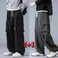 After Sea 1+1 남자카고바지 와이드핏 스트레이트 카고팬츠 캐주얼 배기바지 밴딩바지 ZD-ZT2