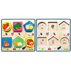 3세완구 반쪽그림 도형분할 원목 입체퍼즐/ 놀이학습 보육기관 놀이교구 유아교구, 1개