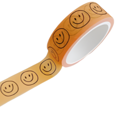 라온스티커 4종 스마일 마스킹 테이프 다꾸 5M 마테 메모 스티커, 오렌지(T-0682) 3개