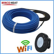 MINCO HEAT 15w/m 5 ~ 50m 따뜻한 바닥 와이어 70C 눈 녹는 WiFi 온도 조절 장치 선택이 가능한 이중 도체 가열 케이블, China Mainland, 5 meters (75w), X7HH WiFi and Wire, 1
