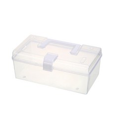 透明手提整理箱 (大號) 置物箱 手提盒 工具箱 文具置物盒 收納盒 手提箱 整理盒 零件盒 藥箱 手提收納箱, 1個, 透明