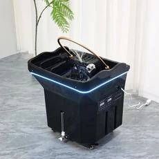 가열식 물 순환 이동식 샴푸대 (헤드 스파 훈증 기능 포함) 및 편리한 보관함 (스파 살롱용), 01 No Fumigation