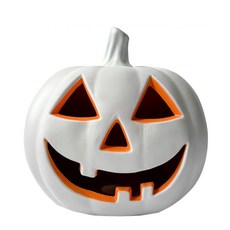 萬聖節黑色南瓜燈籠裝飾，庭院室內節慶擺設，獨特造型燈飾，營造萬聖節氣氛, 17吋白色南瓜燈