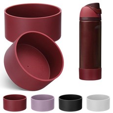 Mity rain Owala 물병 680.4g24온스 946.4ml32온스 실리콘 부츠 2개 미끄럼 방지 보호 슬리브 바닥 범퍼 프로텍터 FreeSip 스테인리스 스틸 액세서, 24온스, 블랙 체리