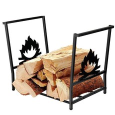Alyoen 장작 선반 - 벽난로용 튼튼한 철제 목재 보관 홀더 방수 녹 방지 실내 랙 및 벽난로 도구 실외 사용을 위한 랙 스토브 화덕 블랙 145249