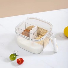 DFMEI 廚房調料盒家用佐料收納盒密封四格一體放鹽味精調味罐瓶, 1個