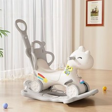 多功能兒童搖搖馬滑行車，寶寶玩具，安全環保材質，舒適座椅設計, 灰色【車+底座+故事機+靠背+推把】, 1個