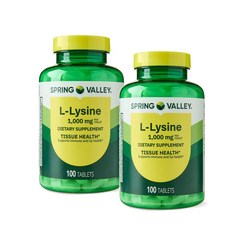 스프링밸리 엘 라이신 1000mg Spring Valley L-Lysine, 2개, 100정
