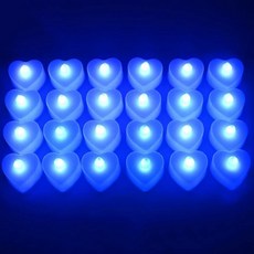 LED 촛불 양초 티라이트 캔들 집회 프로포즈 기념일 전자 촛불, 하트-LED미니캔들-블루 24개