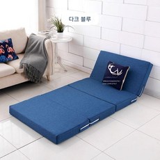 접이식 폭신함 간이토퍼 매트리스 경량 손님용 휴대용, 1mx2m (두께 10cm), 진한 파란색