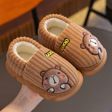 兒童保暖加絨棉拖鞋 新款秋冬季中小童可愛居家親子包跟棉鞋