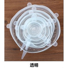 保鮮蓋拉伸矽膠立體保鮮蓋 食品級可重複使用防漏多功能碗蓋, 1套, 保鮮蓋-白色（6入）, 白色
