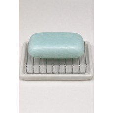 304不鏽鋼肥皂瀝水盒, 1個, 不鏽鋼原色，白色陶瓷底座