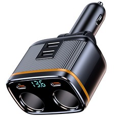 C27 車載充電器 雙孔點煙器擴展器 PD45W快充, 2口, 1個
