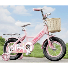 저소음LED네발자전거미니보조바퀴자전거12-14-16-18-20인치, 42cm(18인치), 핑크블랙타이어(115-140cm)