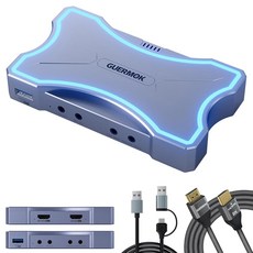GUERMOK 터치 LED가 있는 4K HDMI 캡처 비디오 마이크 4K@60HZ USB 입력 듀얼 /라인 아웃 3.0 카드 / /루프 2K@144HZ 인 캡처