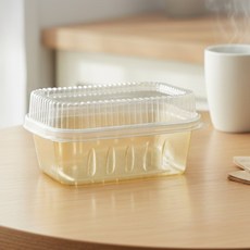 까로미 일회용 투명용기 직사각 골드 플라스틱디저트컵, 고