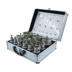 總盛工具 鎢鋼圓穴鑽組，含精美鋁盒套裝、鍍鈦中心鑽，適用於白鐵、不銹鋼開孔, 1套