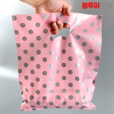 봉투야닷컴 HD PE 30호 비닐쇼핑백 30x39cm 100장, 도트-핑크실버, 1개