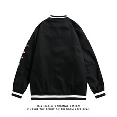 Dee studios타이드 브랜드 잘 생긴 기관차 의류 바지 남녀 봄 블랙 패션 야구 재킷