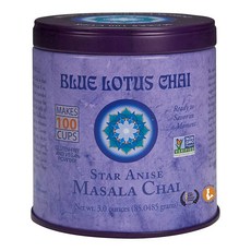 Blue Lotus Chai - Star Anise Masala Chai - 컵 100개 만들기 - 향신료가 함유된 85g(3온스) 마살라 스파이스 차이 파우더 - 인스턴트 인, Blue Lotus Chai - Star Anise M, 85g