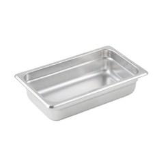 Winco 1/4 사이즈 6.4cm(2.5x2.54cm) 딥 메탈 푸드 팬/스팀 테이블 팬 걸림 방지 23게이지, Winco 1/4 사이즈 6.4cm(2.5x2.54cm