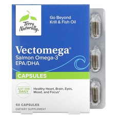 Nutriflair Terry Naturally Vectomega Salmon Omega3 Capsules 테리 내추럴리 오메가3 인지질 펩타이드 복합체 214mg 60정, x, 1개