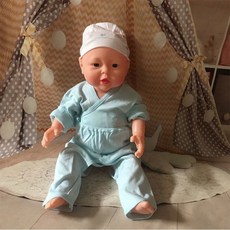 실리콘 아기 인형 교육용 신생아 모형 돌봄 연습 가정 학습용 인형, 음성 기능 없음, 52cm풀글로스남성용(청색승복)