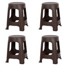 지오리빙 원형 플라스틱 라탄 의자, BROWN, 4개