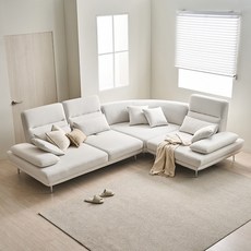 [장인가구] (착불) 도이 5인용 스윙 타이보텍스 이지클린 패브릭 코너형 소파 (스툴 미포함), 컬러:패브릭-아이보리