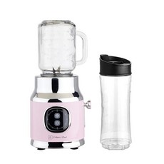 CULINARY CHEF Retro Smoothie Maker 개인용 블렌더 메이슨 병 포함 쉐이크 및 스무디에 적합 조리대 식기 세척기 사용 가능 BPA 프리 고출, PINK